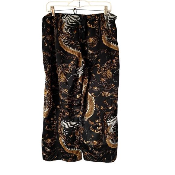 Natori Black Gold Print Drawstring Pajama Lounge Pants size large - Picture 4 of 7
